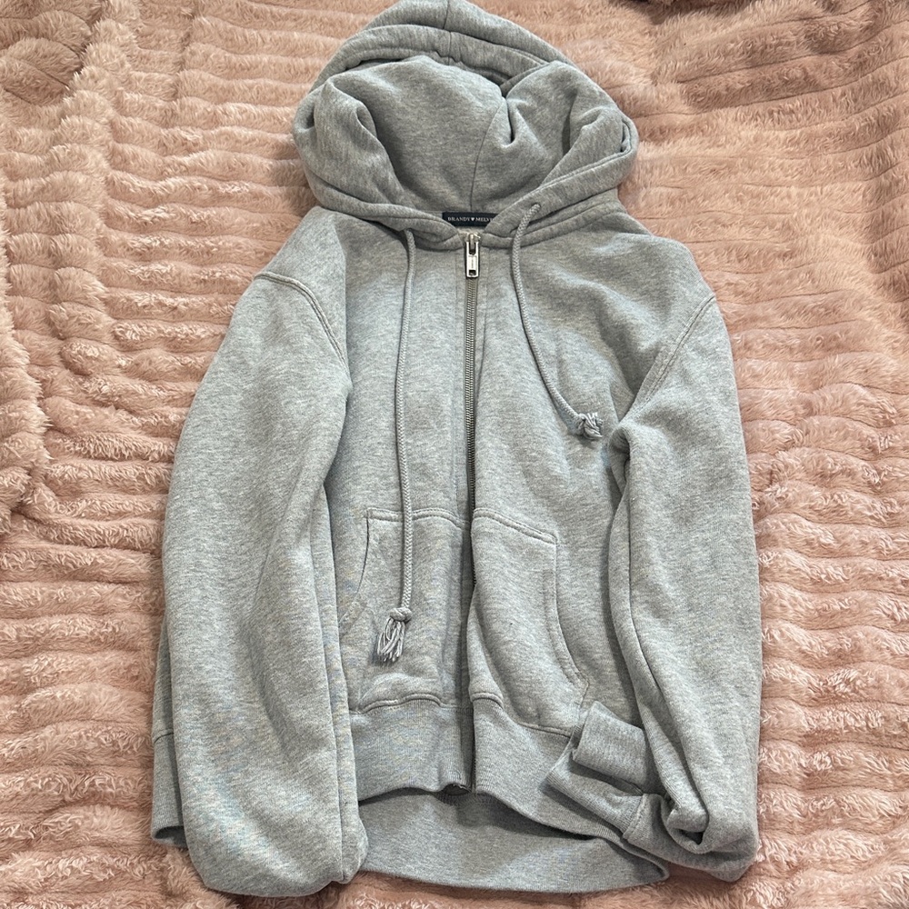 Brandie Melville Gray Zip-Up Hoodie